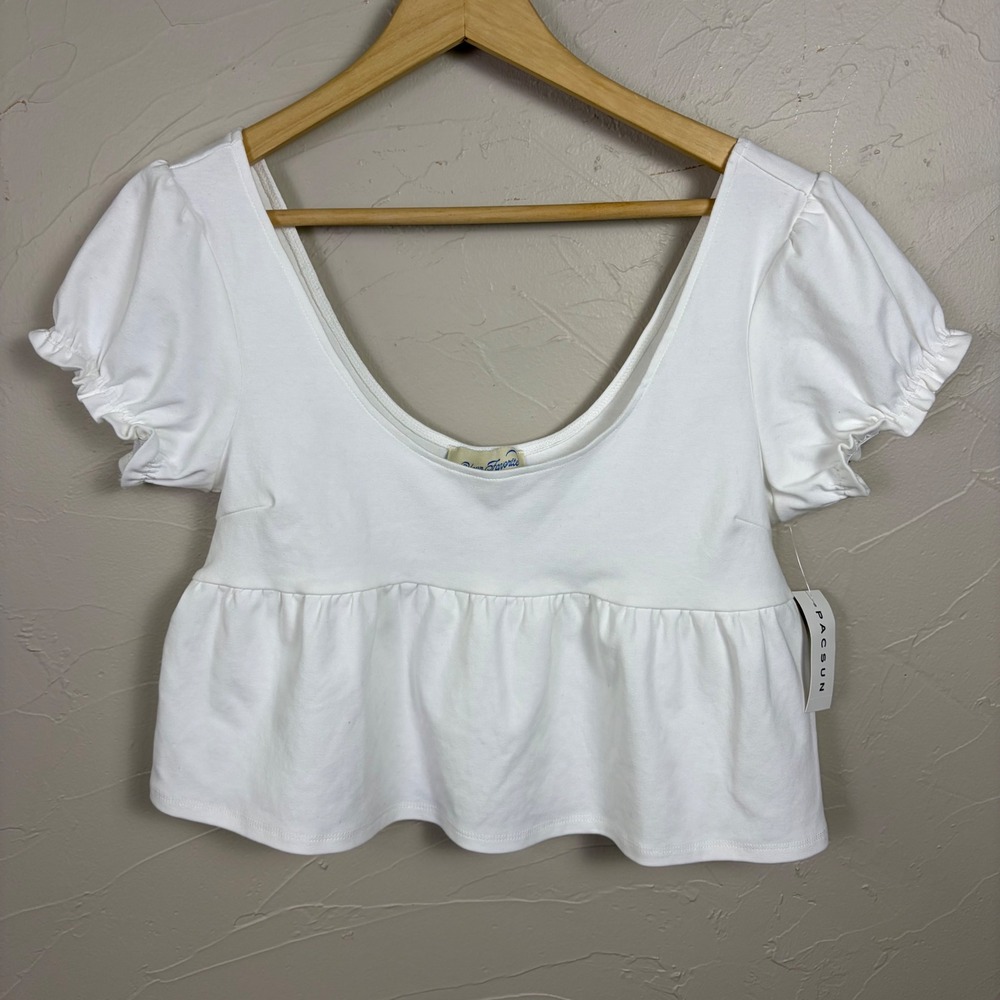 NWT PacSun Ruffle‎ Crop Top Size M Babydoll Scoop Neck Feminine Coquette Girl